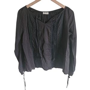Loveshackfancy Black Lace Peasant Boho Blouse Size 1